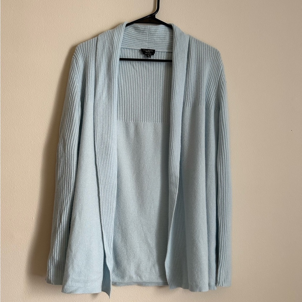 Baby blue pure cashmere cardigan
